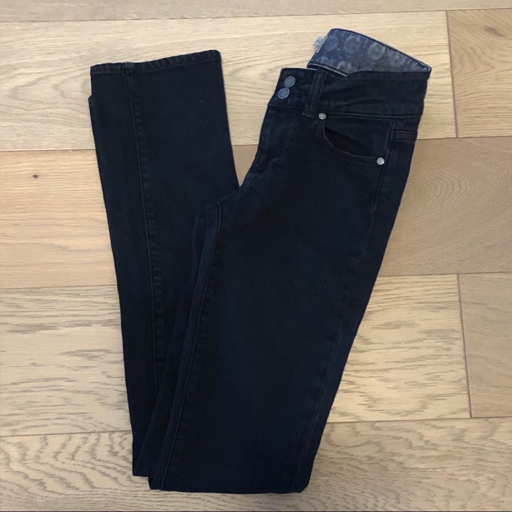 Paige Mid Rise Straight Black denim jeans Sz 24 - Picture 5 of 12